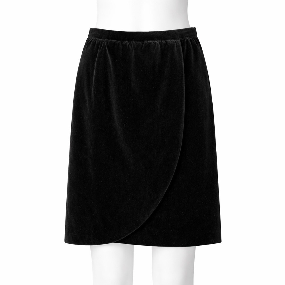 Valentino Boutique Skirt Womens 14 Black‎ Velvet Wrap Front Made in Italy Luxury